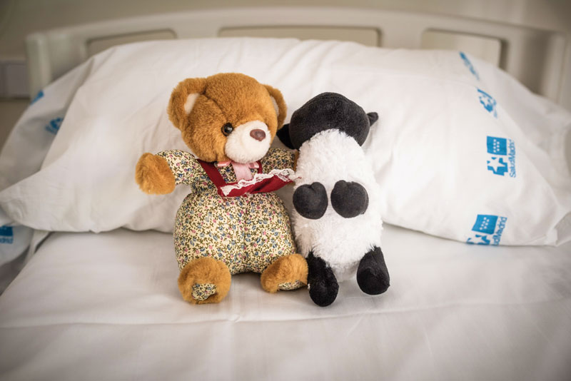 Peluches en un hospital de cuidados paliativos pediátricos